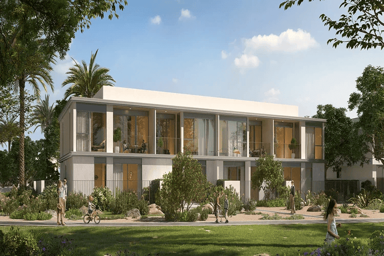 Alva at The Valley by Emaar, two-storey townhouses with private gardens and walking paths