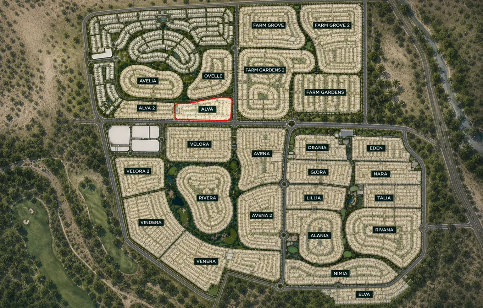 Alva at The Valley by Emaar, master plan showing Alva within The Valley community