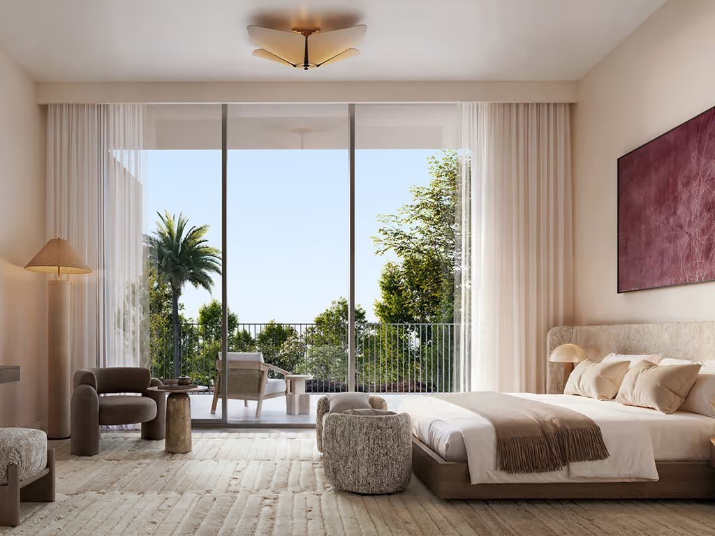 Avelia at The Valley by Emaar — master bedroom with balcony views