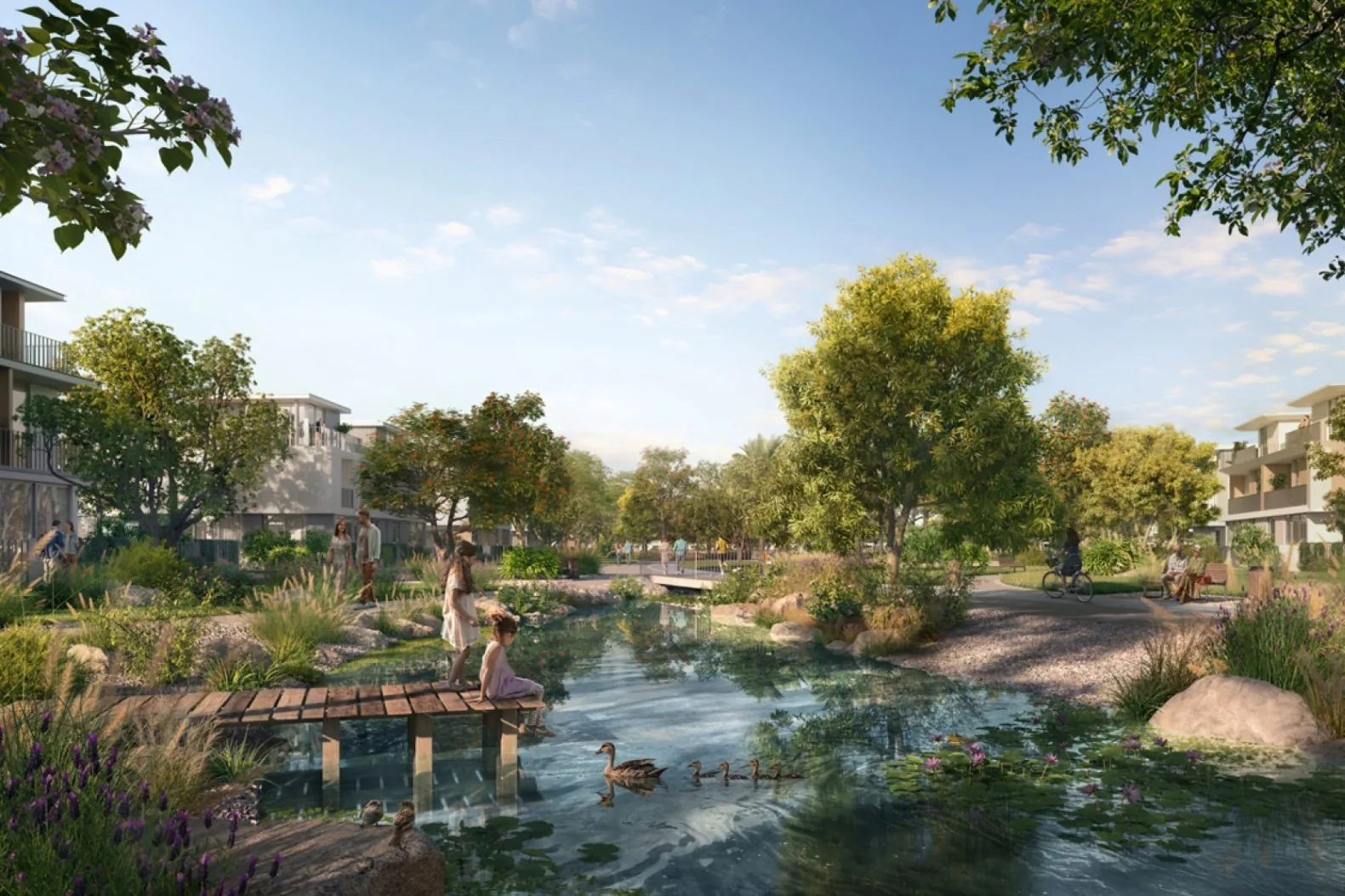 Falaj Fountain landscape at Avelia at The Valley by Emaar