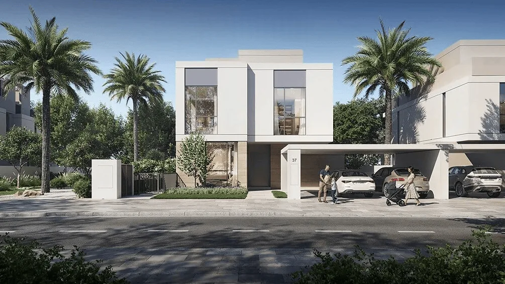 Family villa streetscape at Avelia at The Valley by Emaar