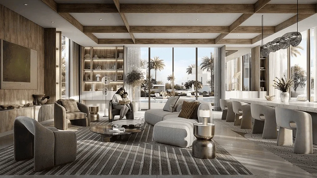 Premium villa living and dining interior at Avelia at The Valley by Emaar